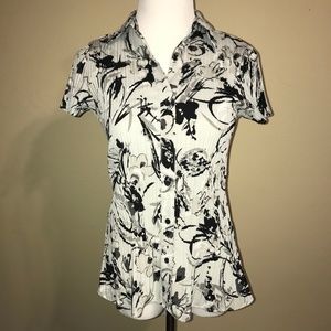 Accordion Style Short Sleeve Button Up Shirt